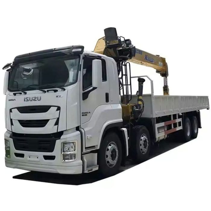 ISUZU GIGA Right Hand 8X4 12Wheels Cargo Truck with 18tons 4 Arm Sany Palfinger Mobile Crane Truck